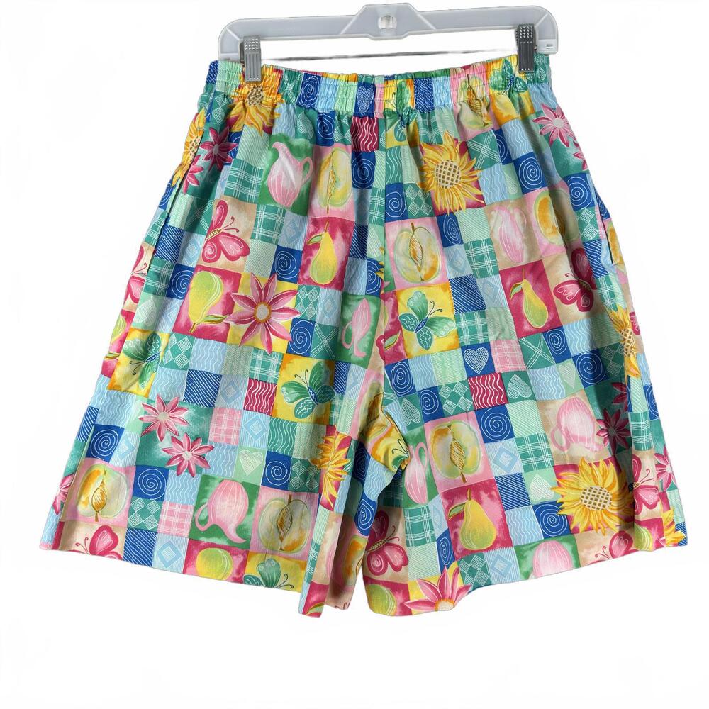 VTG Women Shorts High Waist Colorful‎ Floral Patchwork Print Koret San Francisco - Picture 7 of 7